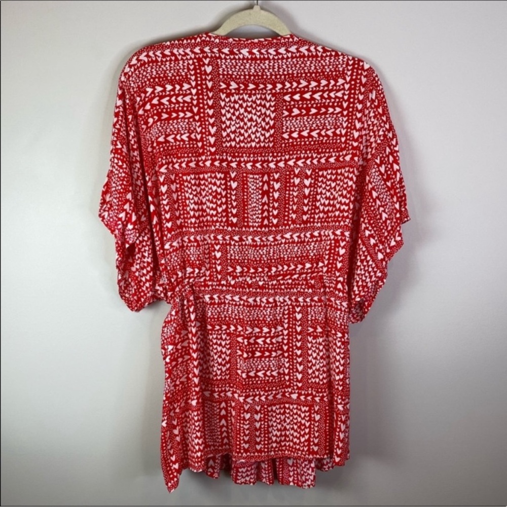 VICTORIA'S SECRET RED & WHITE HEART PRINT KIMONO ROBE - Picture 3 of 9